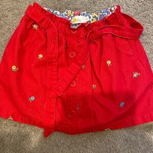 Mini Boden corduroy skirt with flowers and button front age 6-7
